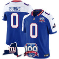 Men's New York Giants 100th Season & State Patch Vapor Limited Jersey - All Stitched - Royal Alternate, Brian Burns