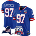 Men's New York Giants 100th Season & State Patch Vapor Limited Jersey - All Stitched - Royal, Dexter Lawrence II