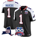 Men's New York Giants 100th Season & State Patch Vapor Limited Jersey - All Stitched - Black Alternate, Malik Nabers