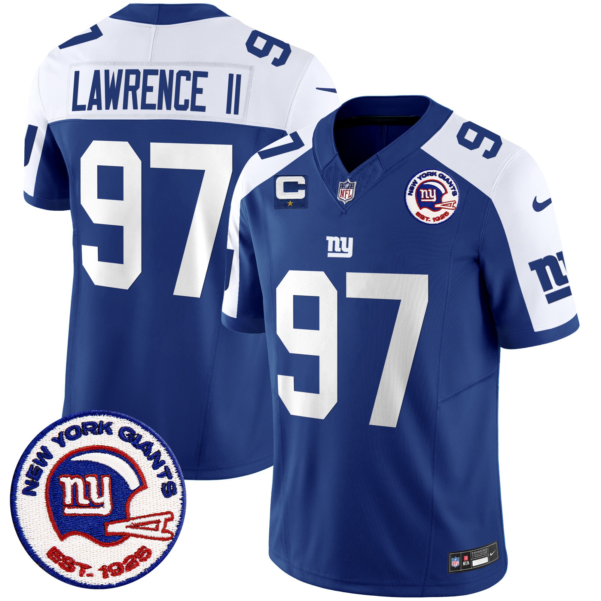 Men's New York Giants Est 1925 Patch Vapor Limited Jersey - All Stitched - Alternate, Dexter Lawrence II