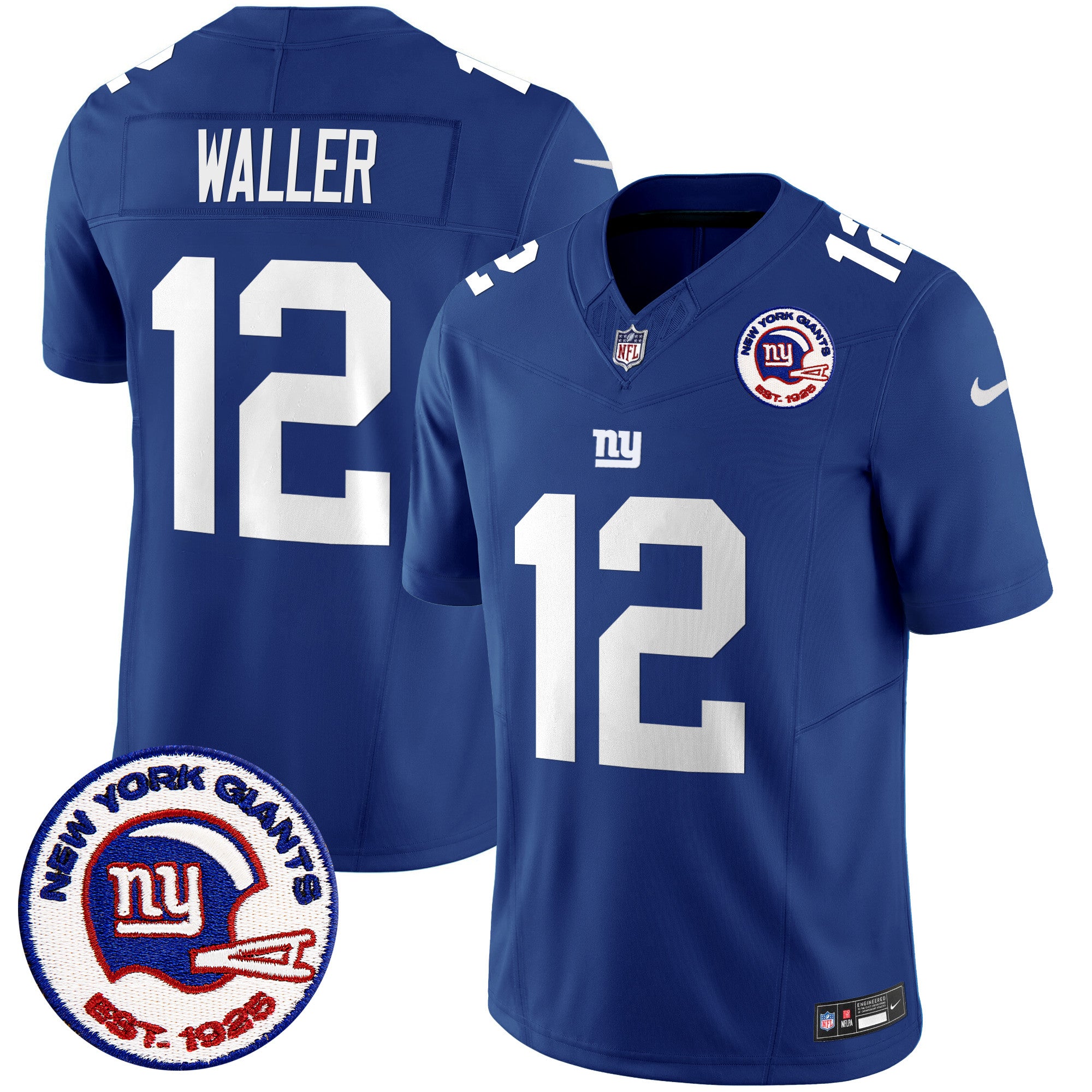 Men's New York Giants Est 1925 Patch Vapor Limited Jersey - All Stitched - Royal, Darren Waller