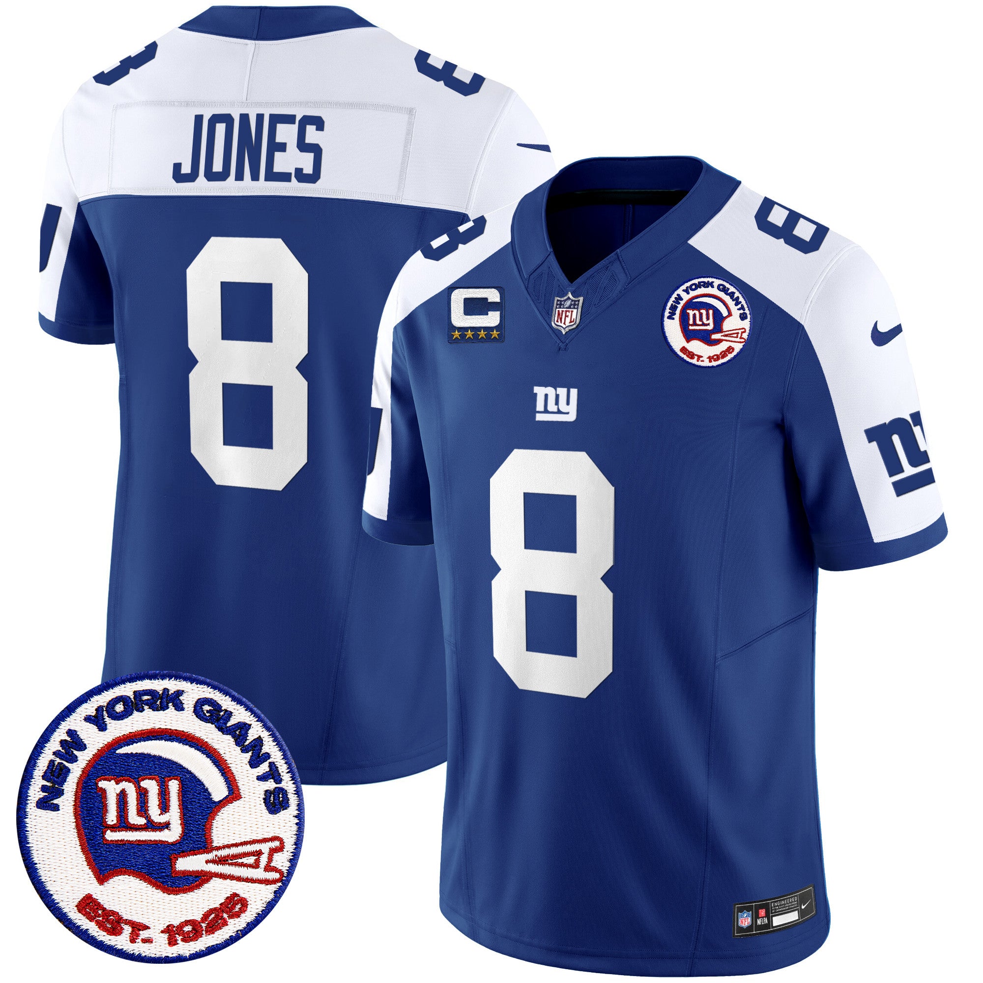 Men's New York Giants Est 1925 Patch Vapor Limited Jersey - All Stitched - Alternate, Daniel Jones