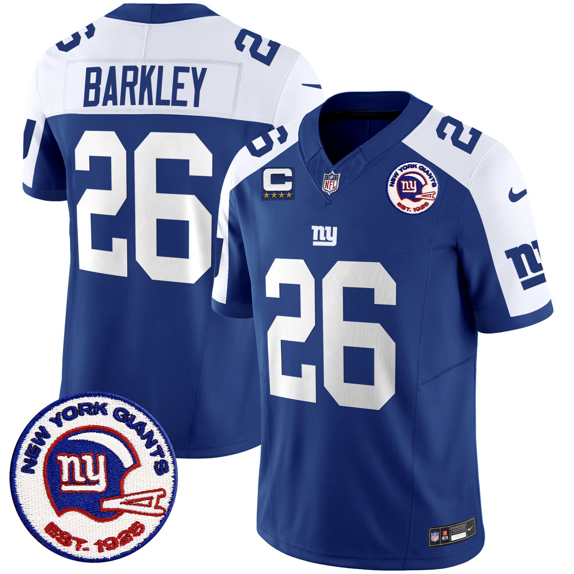 Men's New York Giants Est 1925 Patch Vapor Limited Jersey - All Stitched - Alternate, Saquon Barkley