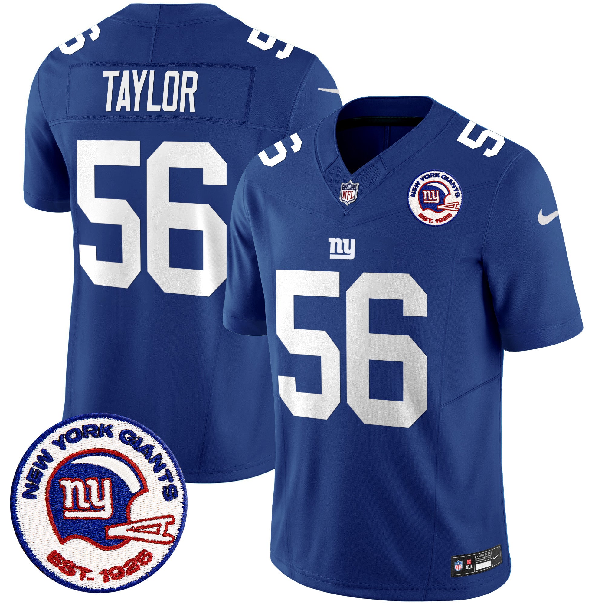 Men's New York Giants Est 1925 Patch Vapor Limited Jersey - All Stitched - Royal, Lawrence Taylor