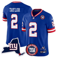 Men's New York Giants New York State & Logo Patch Limited Jersey - All Stitched - Royal, Tyrod Taylor