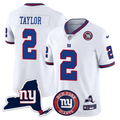 Men's New York Giants New York State & Logo Patch Limited Jersey - All Stitched - White, Tyrod Taylor