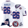 Men's New York Giants New York State & Logo Patch Limited Jersey - All Stitched - White, Saquon Barkley