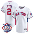 Men's New York Yankees 2024 Fourth of July Vapor Premier Limited Jersey V8 - All Stitched - White, Derek Jeter