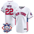 Men's New York Yankees 2024 Fourth of July Vapor Premier Limited Jersey V8 - All Stitched - White, Juan Soto
