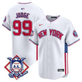 Men's New York Yankees 2024 Fourth of July Vapor Premier Limited Jersey V8 - All Stitched - White, Aaron Judge