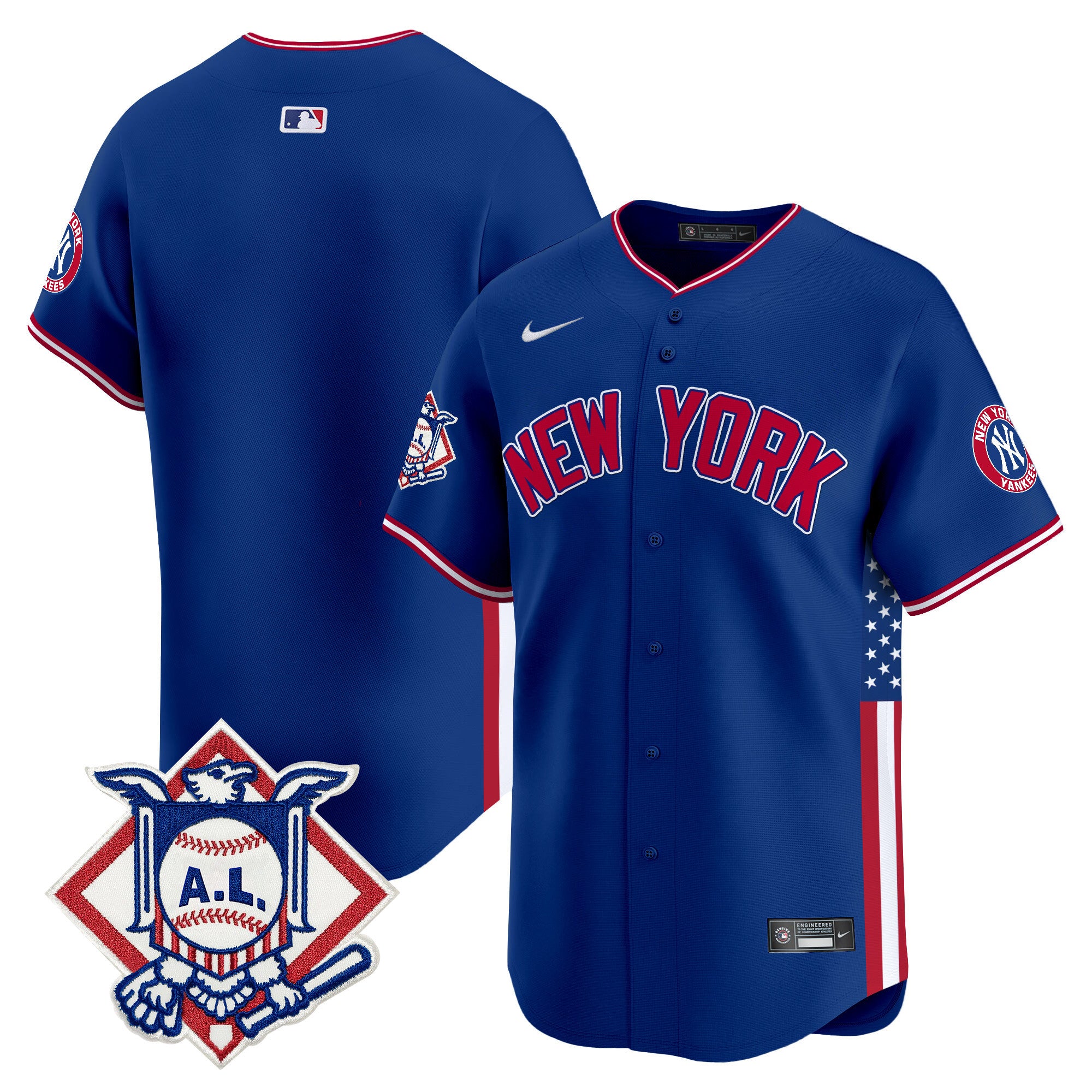 Men's New York Yankees 2024 Fourth of July Vapor Premier Limited Jersey V8 - All Stitched - Royal, Team