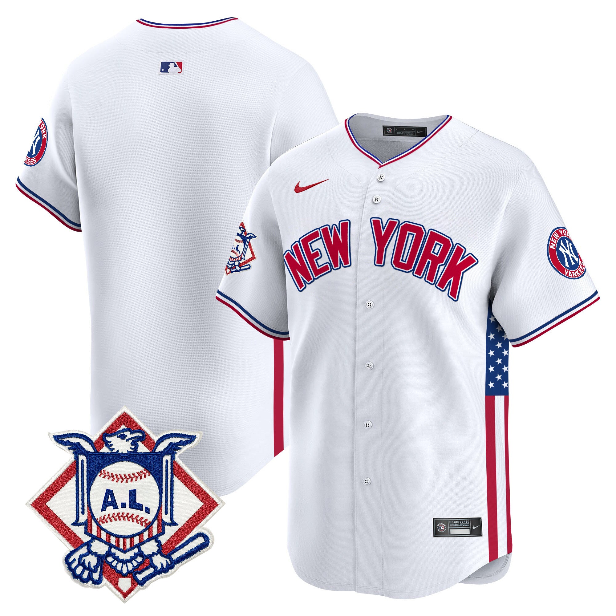 Men's New York Yankees 2024 Fourth of July Vapor Premier Limited Jersey V8 - All Stitched - White, Team