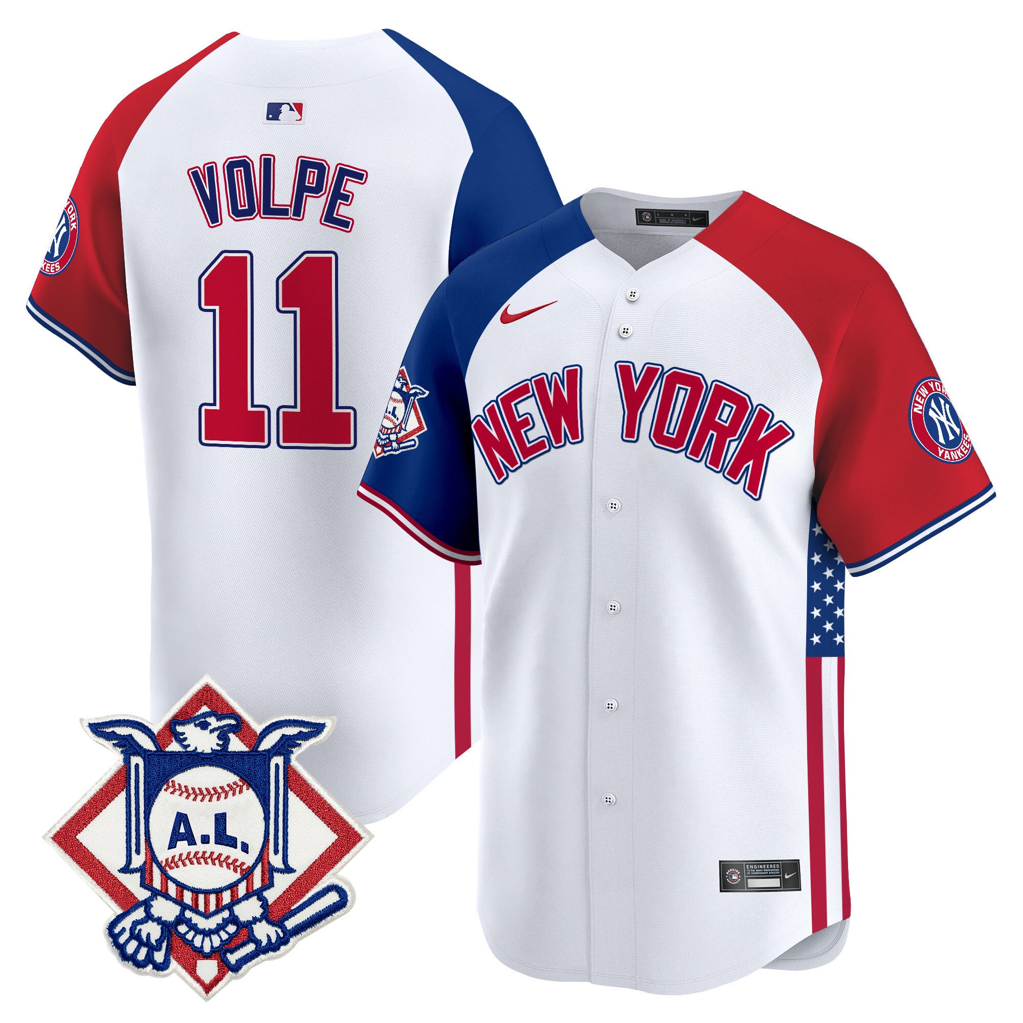 Men's New York Yankees 2024 Fourth of July Vapor Premier Limited Jersey V8 - All Stitched - Alternate, Anthony Volpe