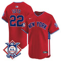 Men's New York Yankees 2024 Fourth of July Vapor Premier Limited Jersey V8 - All Stitched - Red, Juan Soto