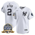 Men's New York Yankees 27 Time Champions Patch Vapor Premier Limited Jersey - All Stitched - White, Derek Jeter