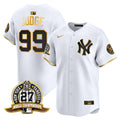 Men's New York Yankees 27 Time Champions Patch Vapor Premier Limited Jersey - All Stitched - White Gold, Aaron Judge