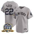 Men's New York Yankees 27 Time Champions Patch Vapor Premier Limited Jersey - All Stitched - Gray, Juan Soto