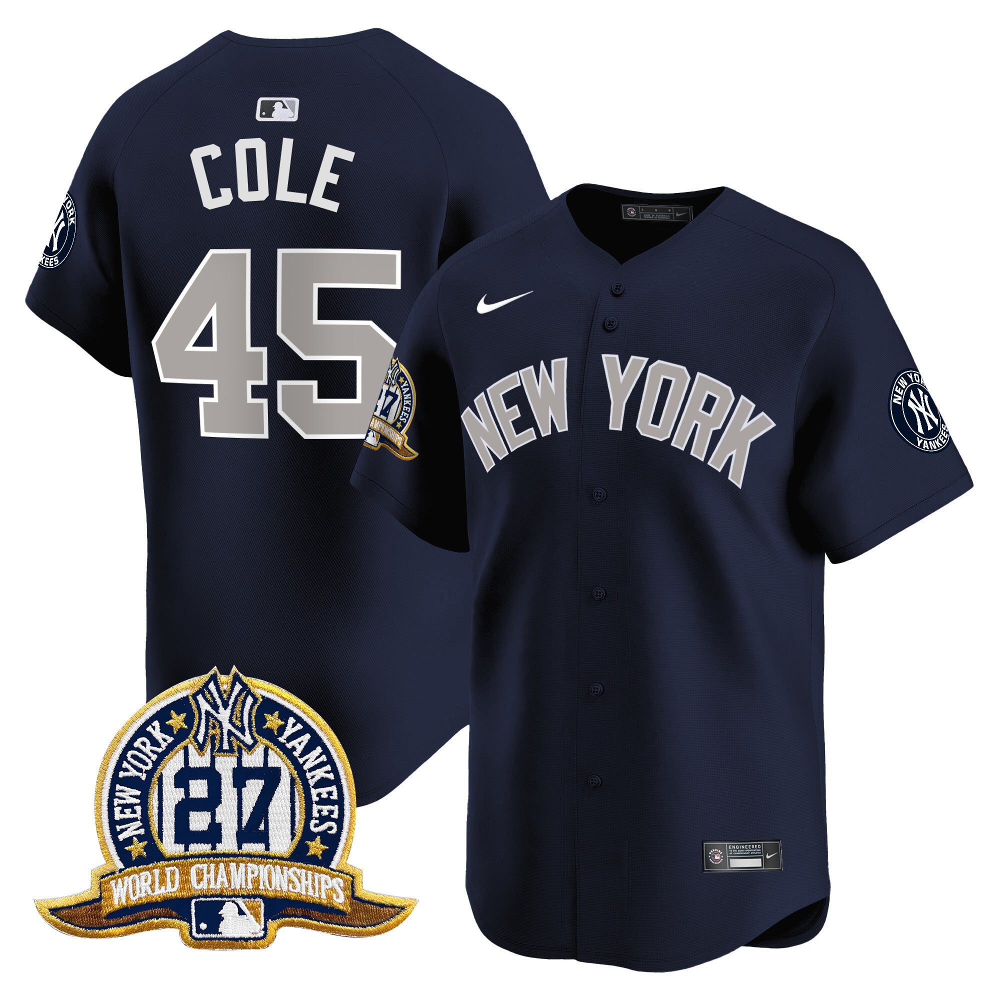 Men's New York Yankees 27 Time Champions Patch Vapor Premier Limited Jersey - All Stitched - Alternate, Gerrit Cole