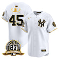 Men's New York Yankees 27 Time Champions Patch Vapor Premier Limited Jersey - All Stitched - White Gold, Gerrit Cole