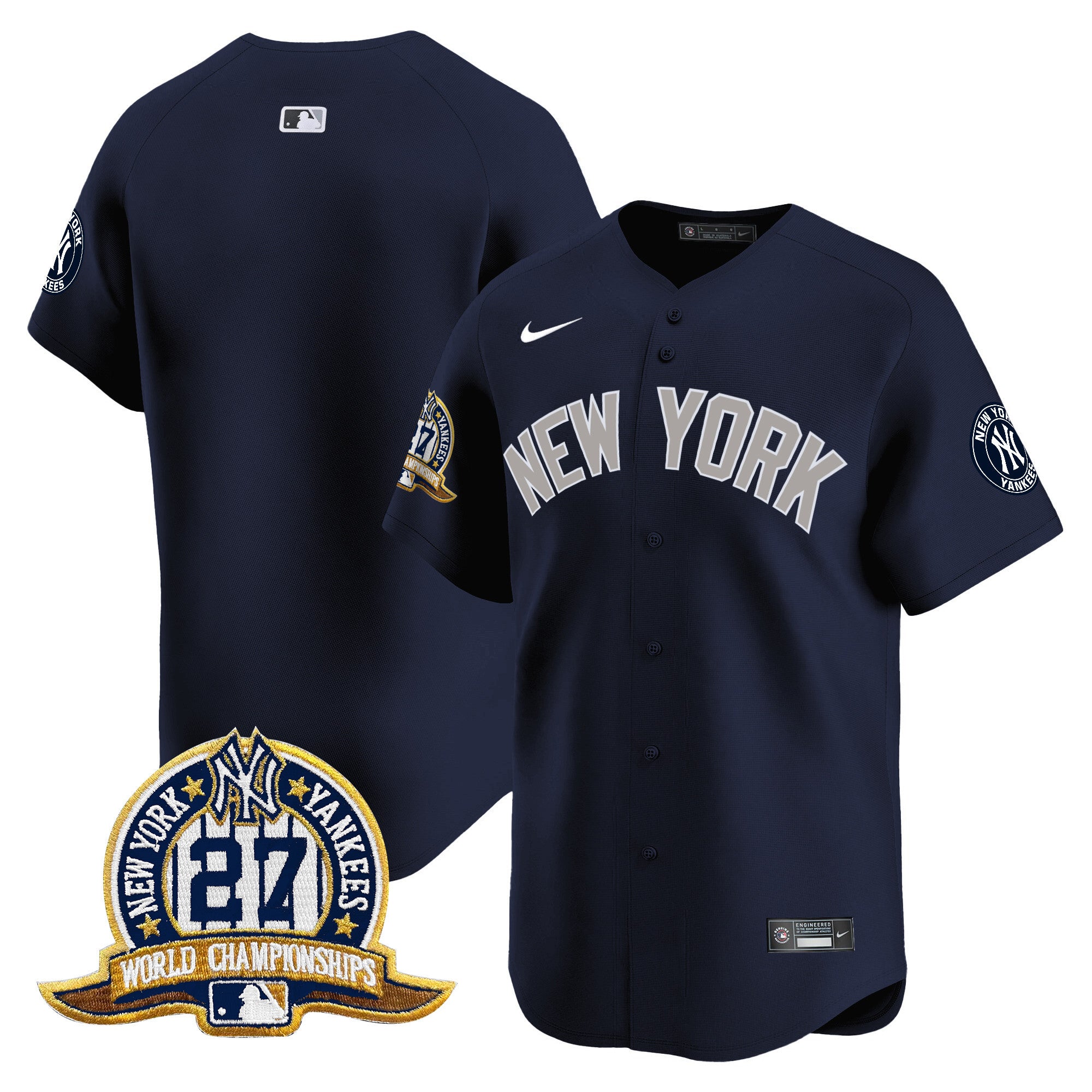 Men's New York Yankees 27 Time Champions Patch Vapor Premier Limited Jersey - All Stitched - Alternate, Team