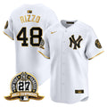 Men's New York Yankees 27 Time Champions Patch Vapor Premier Limited Jersey - All Stitched - White Gold, Anthony Rizzo