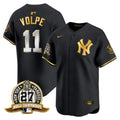 Men's New York Yankees 27 Time Champions Patch Vapor Premier Limited Jersey - All Stitched - Black Gold, Anthony Volpe