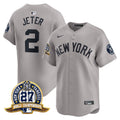 Men's New York Yankees 27 Time Champions Patch Vapor Premier Limited Jersey - All Stitched - Gray, Derek Jeter