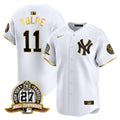 Men's New York Yankees 27 Time Champions Patch Vapor Premier Limited Jersey - All Stitched - White Gold, Anthony Volpe