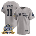 Men's New York Yankees 27 Time Champions Patch Vapor Premier Limited Jersey - All Stitched - Gray, Anthony Volpe
