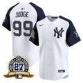 Men's New York Yankees 27 Time Champions Patch Vapor Premier Limited Jersey - All Stitched - White Alternate, Aaron Judge