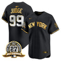 Men's New York Yankees 27 Time Champions Patch Vapor Premier Limited Jersey V2 - All Stitched - Black Gold, Aaron Judge