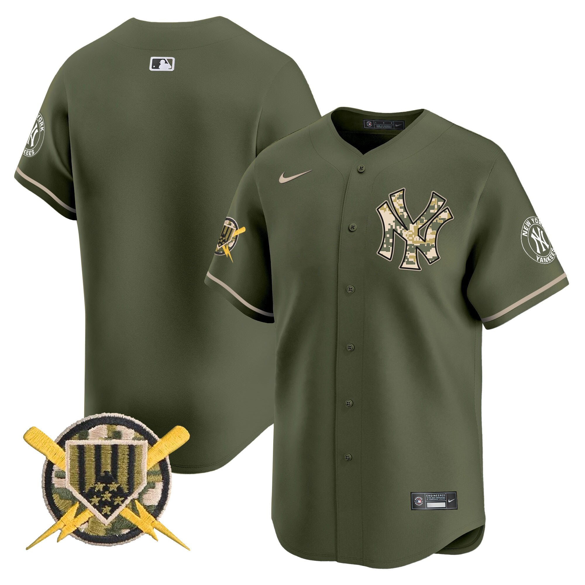 Men's New York Yankees Armed Forces Day Vapor Premier Limited Jersey - All Stitched - Green, Team