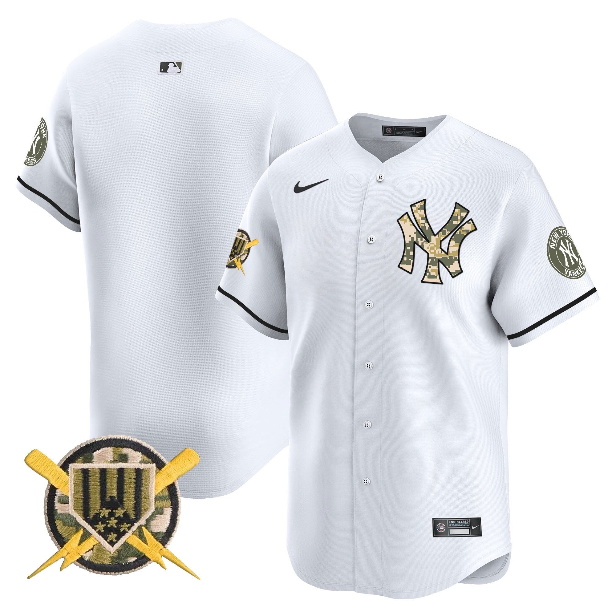 Men's New York Yankees Armed Forces Day Vapor Premier Limited Jersey - All Stitched - White, Team