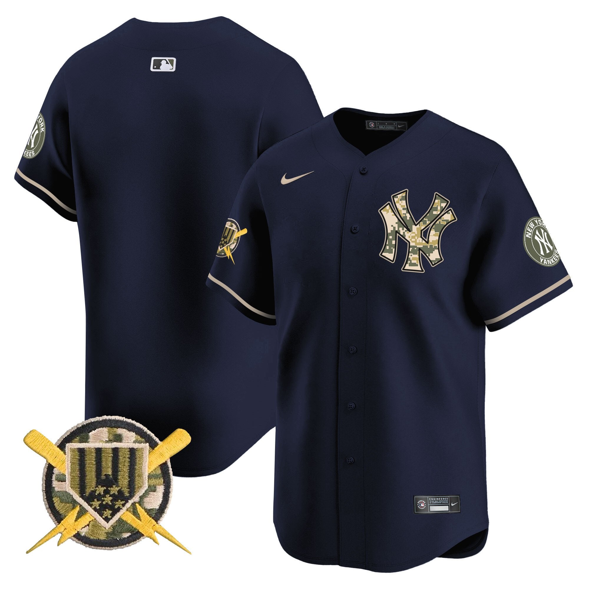 Men's New York Yankees Armed Forces Day Vapor Premier Limited Jersey - All Stitched - Navy, Team
