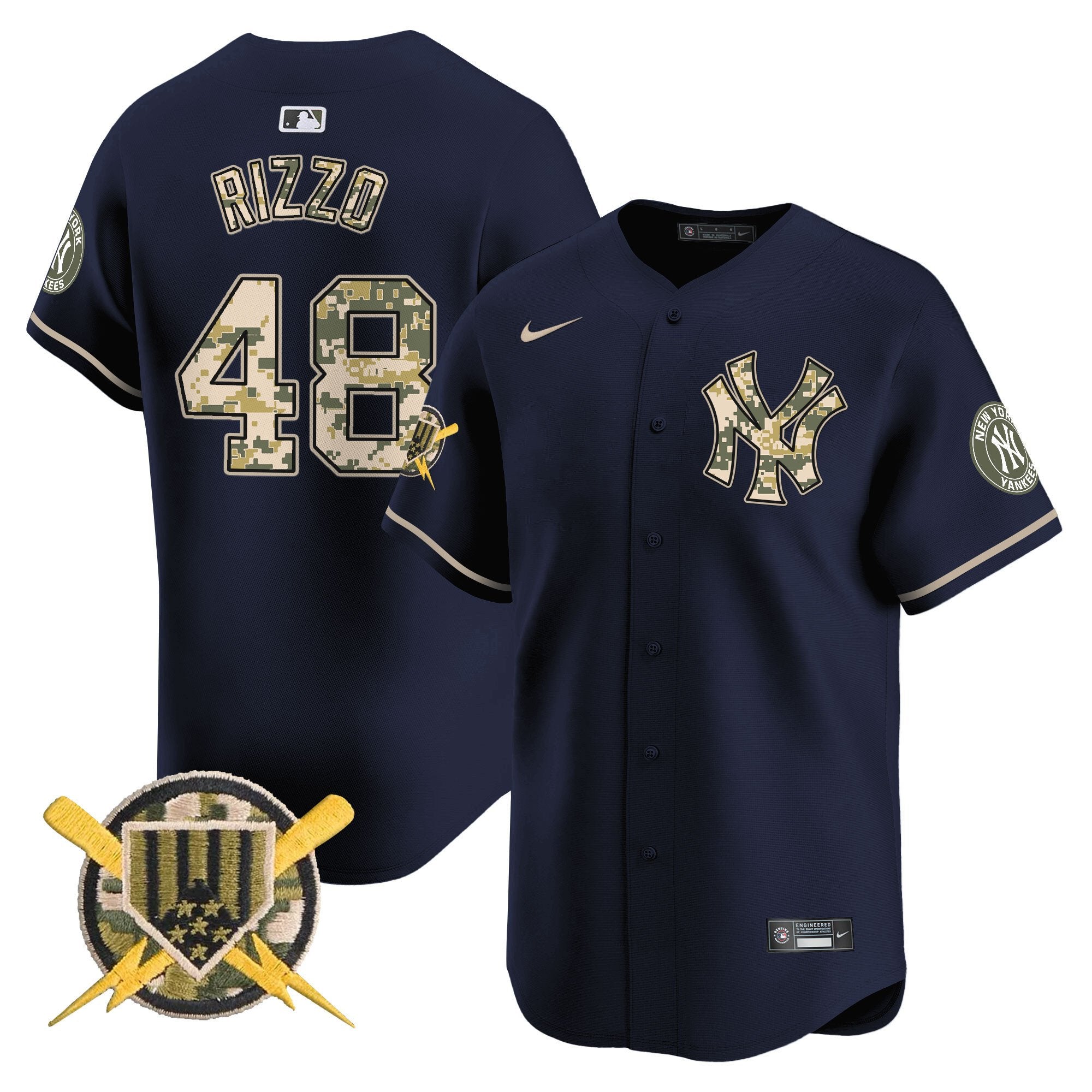 Men's New York Yankees Armed Forces Day Vapor Premier Limited Jersey - All Stitched - Navy, Anthony Rizzo