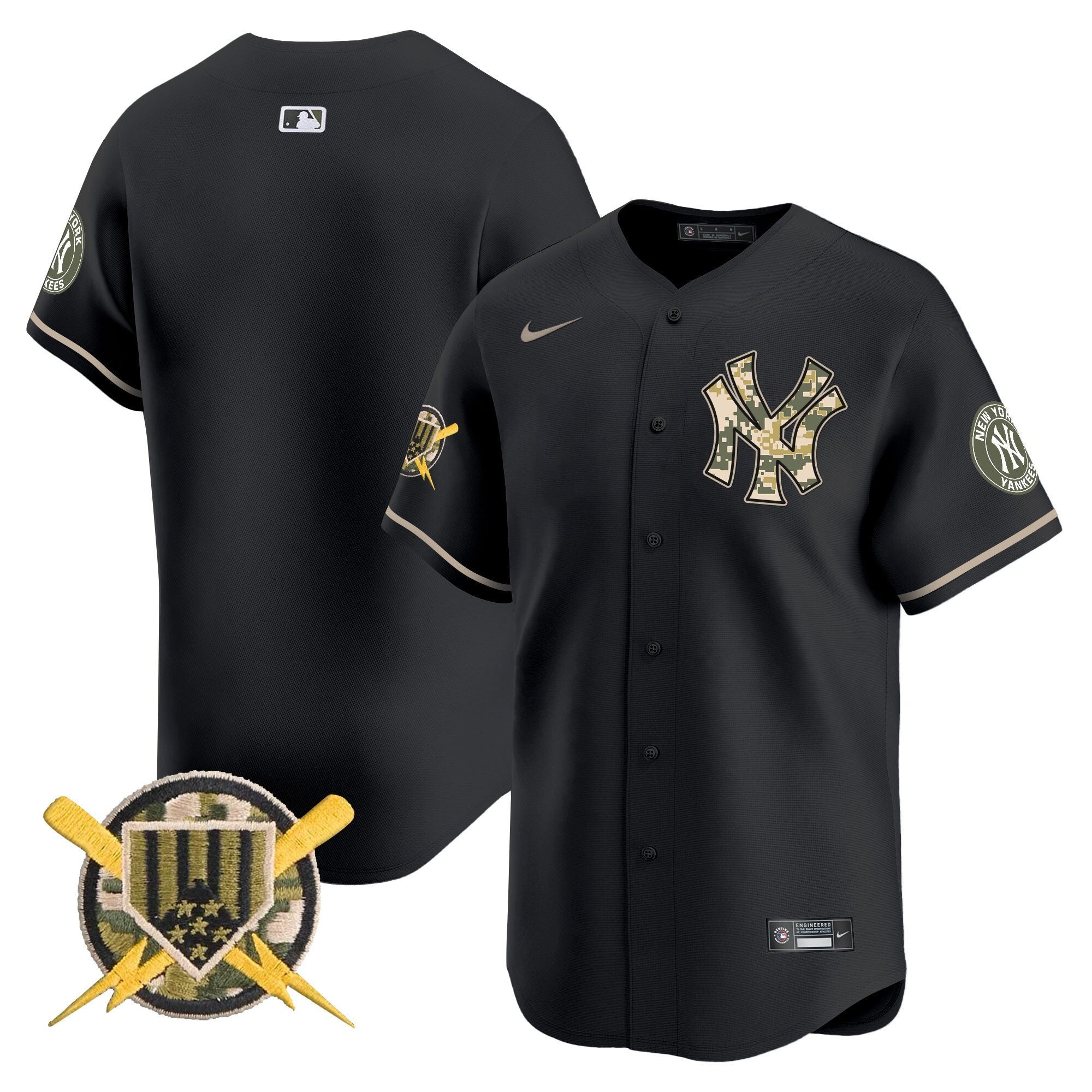 Men's New York Yankees Armed Forces Day Vapor Premier Limited Jersey - All Stitched - Black, Team