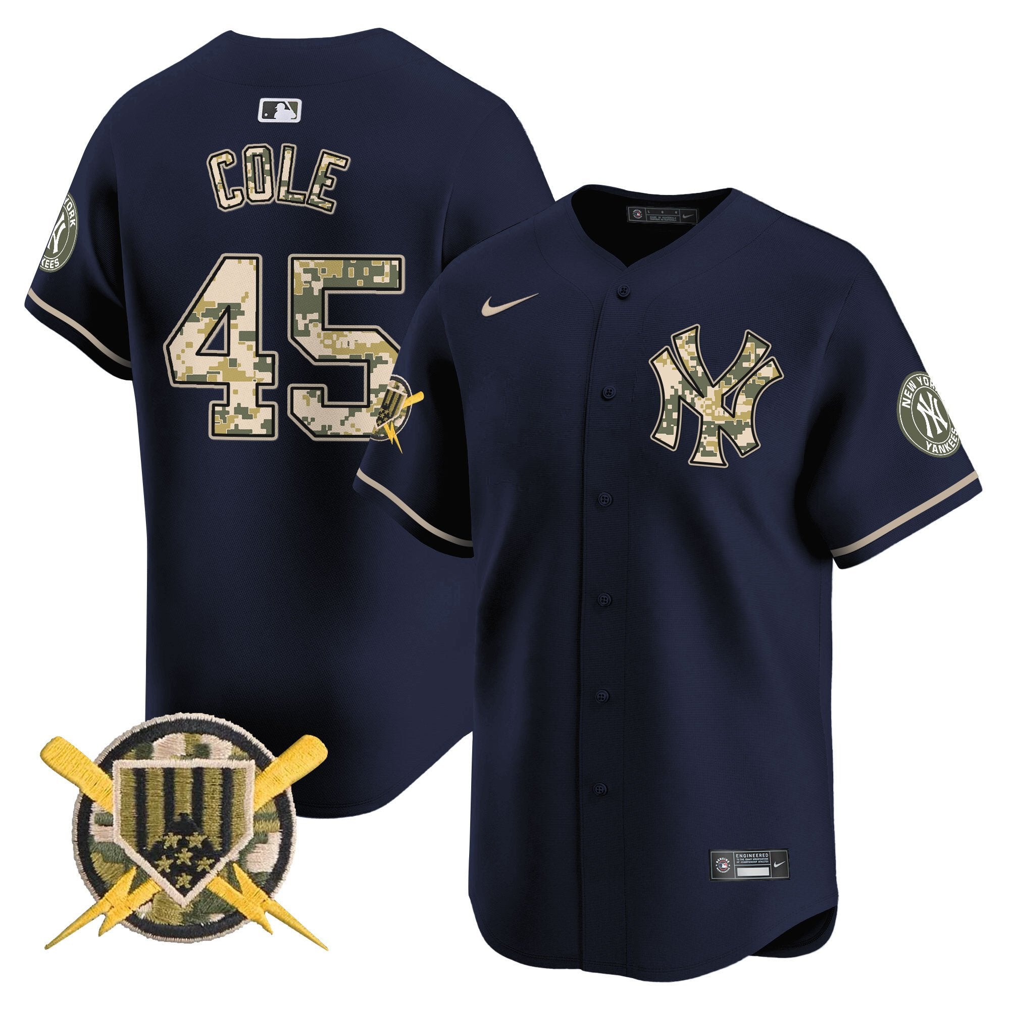Men's New York Yankees Armed Forces Day Vapor Premier Limited Jersey - All Stitched - Navy, Gerrit Cole