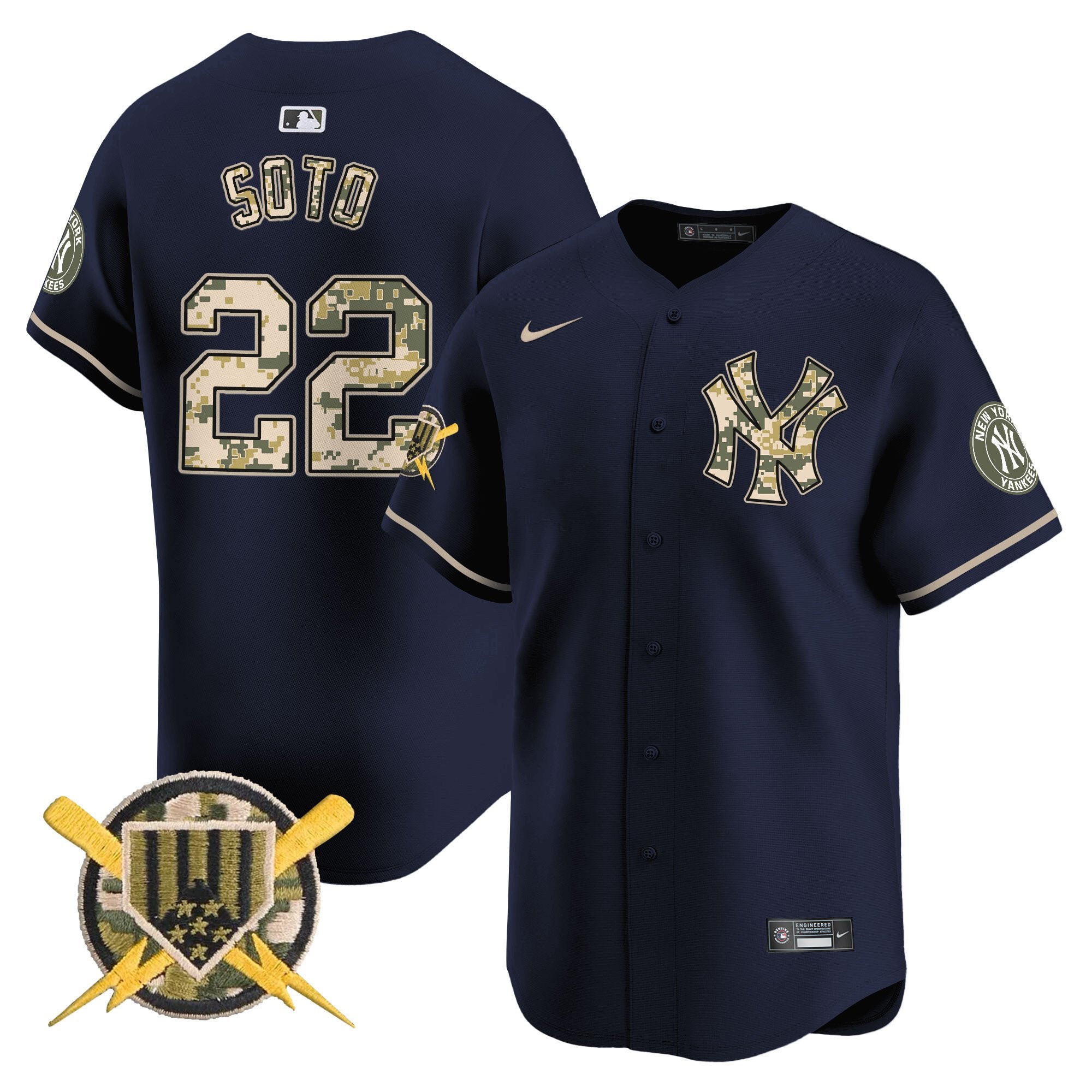 Men's New York Yankees Armed Forces Day Vapor Premier Limited Jersey - All Stitched - Navy, Juan Soto