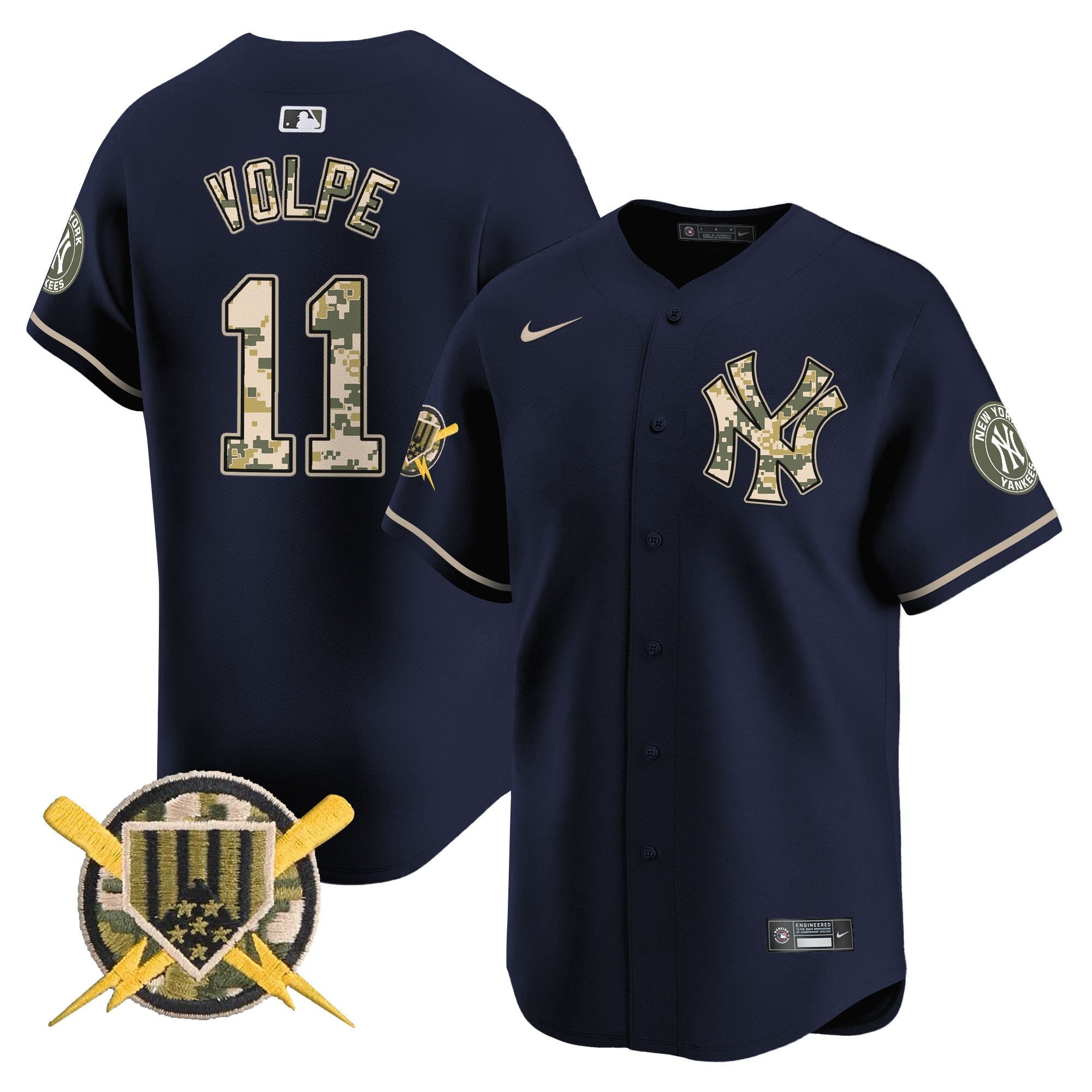 Men's New York Yankees Armed Forces Day Vapor Premier Limited Jersey - All Stitched - Navy, Anthony Volpe