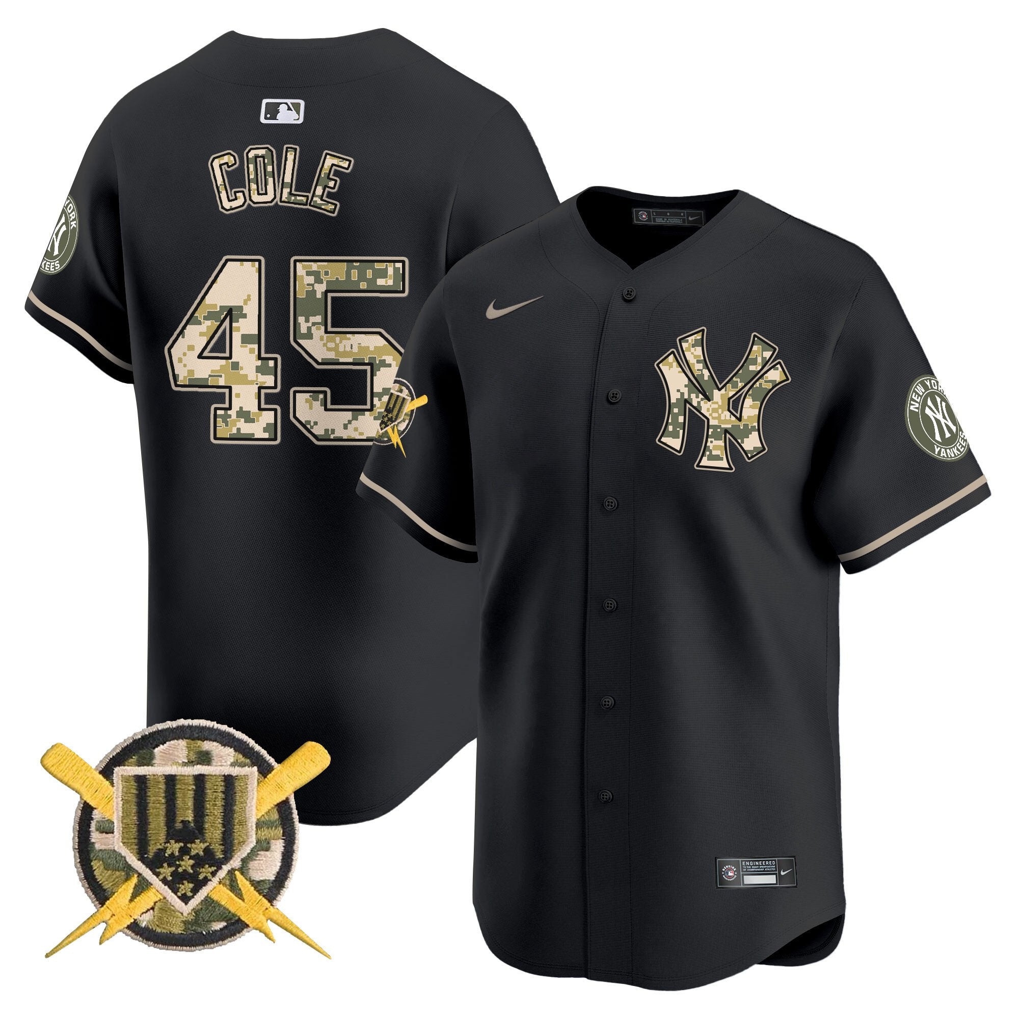 Men's New York Yankees Armed Forces Day Vapor Premier Limited Jersey - All Stitched - Black, Gerrit Cole