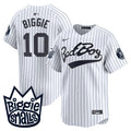 Men's New York Yankees Biggie Smalls Vapor Premier Limited Jersey - All Stitched - White, #10 Biggie