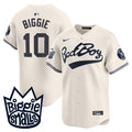 Men's New York Yankees Biggie Smalls Vapor Premier Limited Jersey - All Stitched - Cream, #10 Biggie