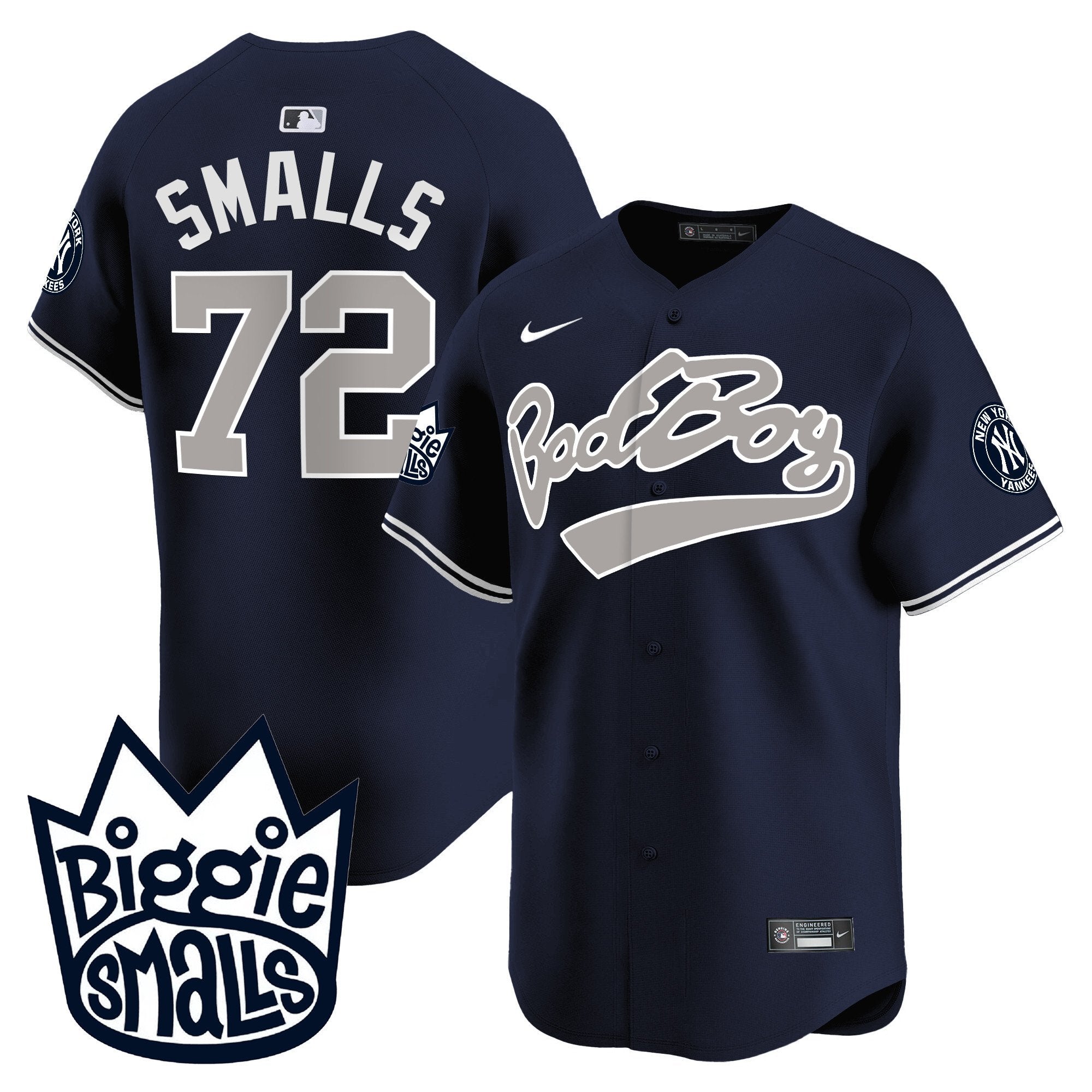 Men's New York Yankees Biggie Smalls Vapor Premier Limited Jersey - All Stitched - Alternate, #72 Smalls