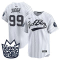 Men's New York Yankees Biggie Smalls Vapor Premier Limited Jersey - All Stitched - White, Aaron Judge