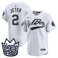 Men's New York Yankees Biggie Smalls Vapor Premier Limited Jersey - All Stitched - White, Derek Jeter