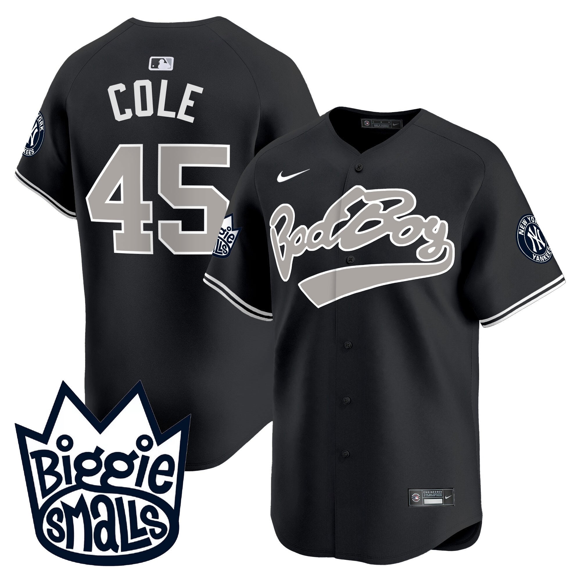 Men's New York Yankees Biggie Smalls Vapor Premier Limited Jersey - All Stitched - Black, Gerrit Cole
