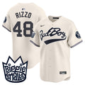 Men's New York Yankees Biggie Smalls Vapor Premier Limited Jersey - All Stitched - Cream, Anthony Rizzo