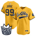 Men's New York Yankees Biggie Smalls Vapor Premier Limited Jersey - All Stitched - Gold, Aaron Judge