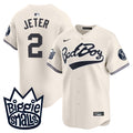 Men's New York Yankees Biggie Smalls Vapor Premier Limited Jersey - All Stitched - Cream, Derek Jeter