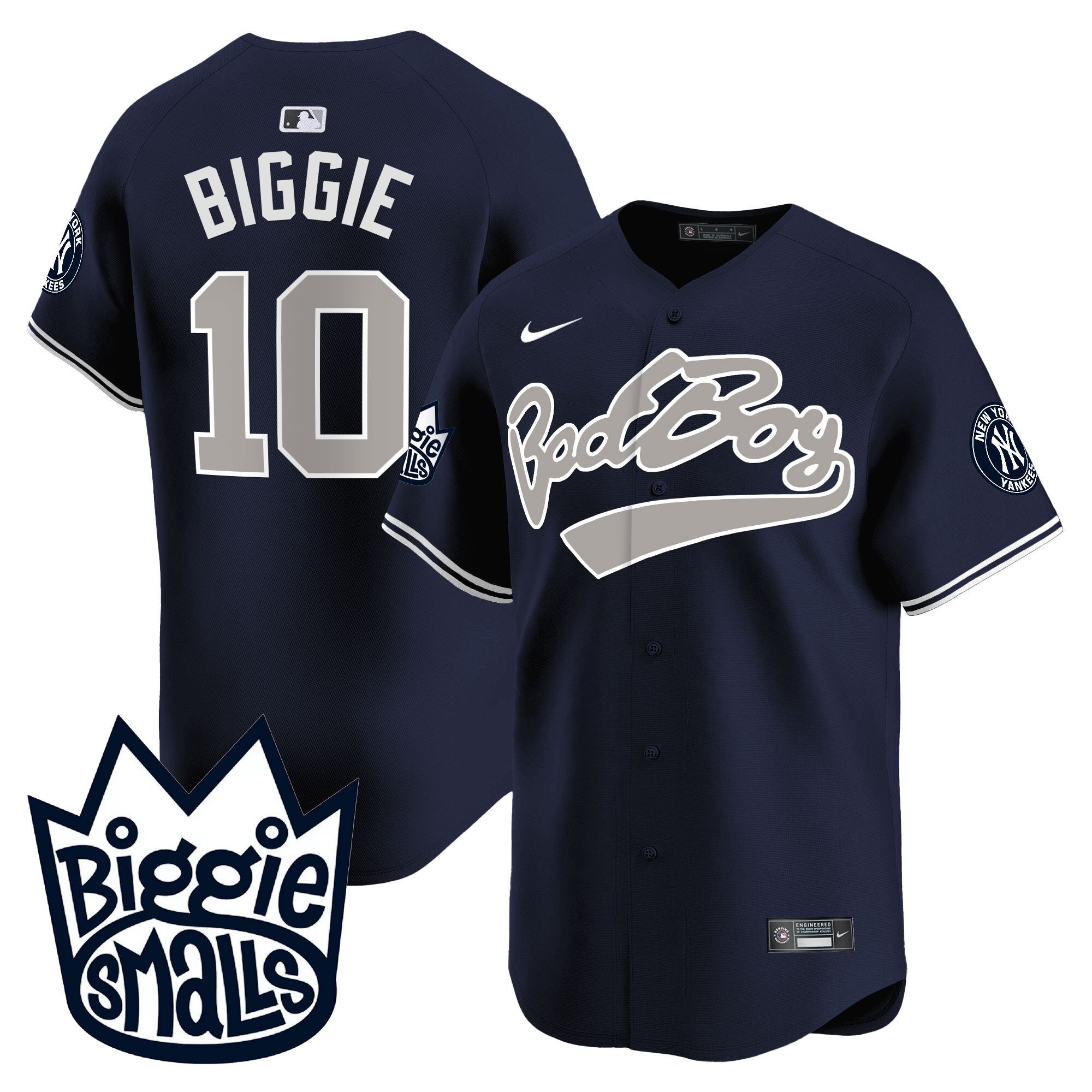 Men's New York Yankees Biggie Smalls Vapor Premier Limited Jersey - All Stitched - Alternate, #10 Biggie